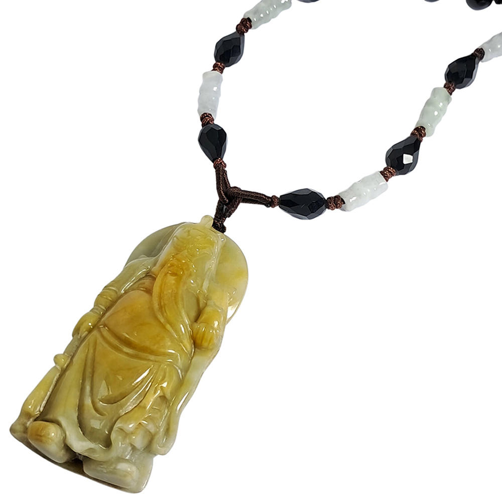 關聖帝君持關刀{三彩玉}中國結項鍊【十方】124573