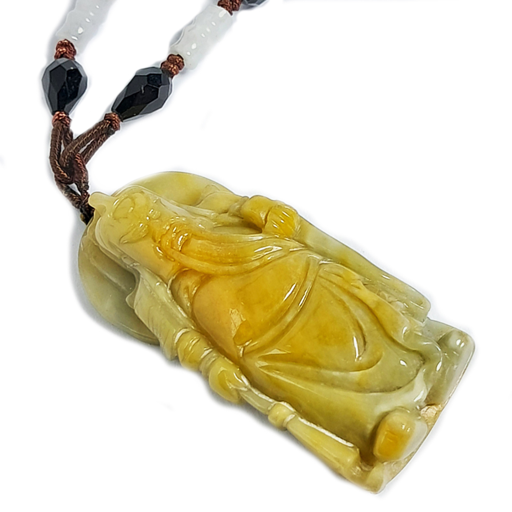 關聖帝君持關刀{三彩玉}中國結項鍊【十方】124573