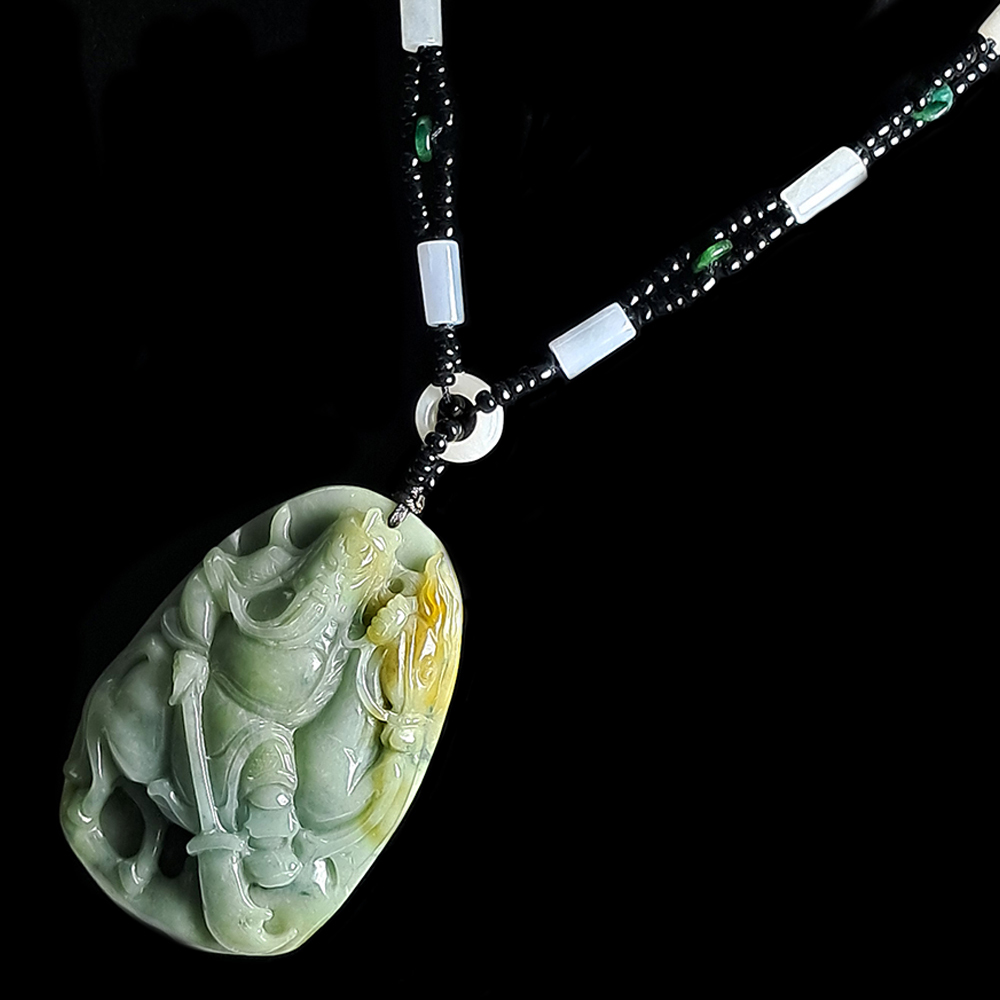 關聖帝君騎馬{三彩玉}中國結項鍊【十方】124570