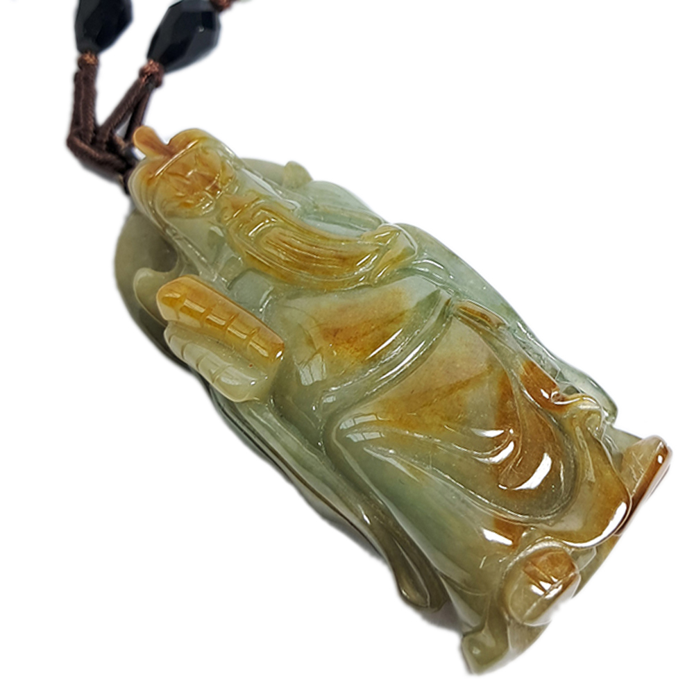 關聖帝君持春秋{三彩玉}中國結項鍊【十方】124571