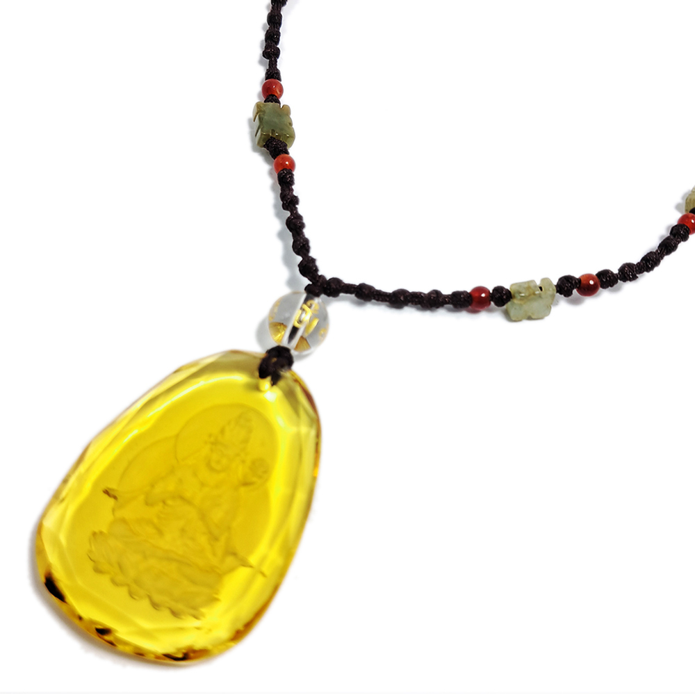 大勢至菩薩{馬}黃晶中國結項鍊【十方】128966