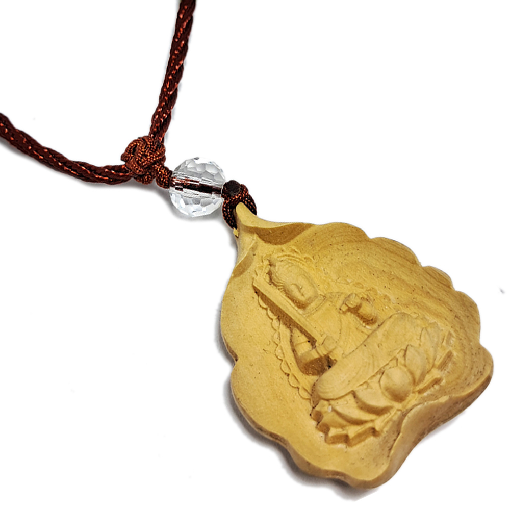 文殊菩薩{黃楊木}中國結項鍊【十方】130774