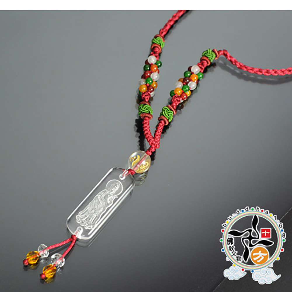 大勢至菩薩{水晶}長方中國結項鍊【十方】130737