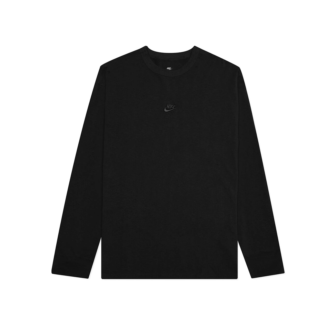 -(E13d05)-NIKE NSW PREMIUM ESSENTIALS LS TEE 棉質重磅 刺繡LOGO 素色長T 黑色-DO7391 010
