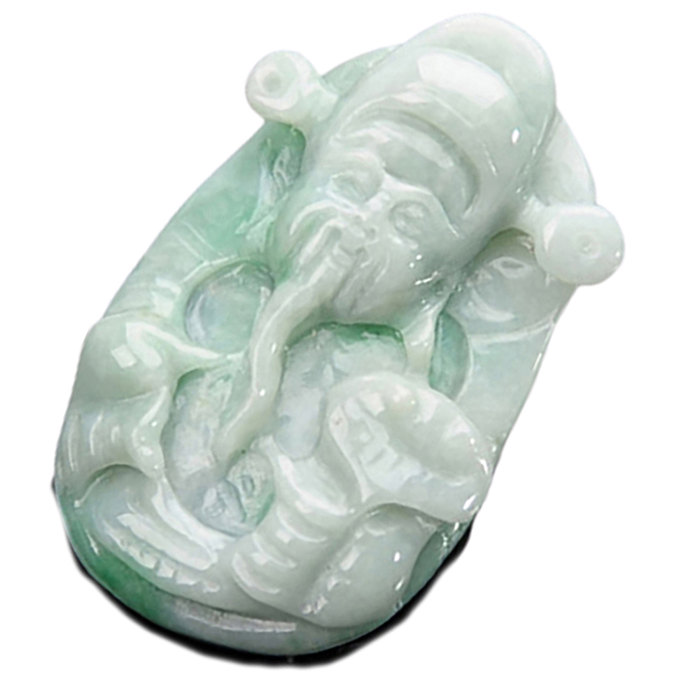 財神爺{緬甸玉白底青}中國結項鍊【十方】135637