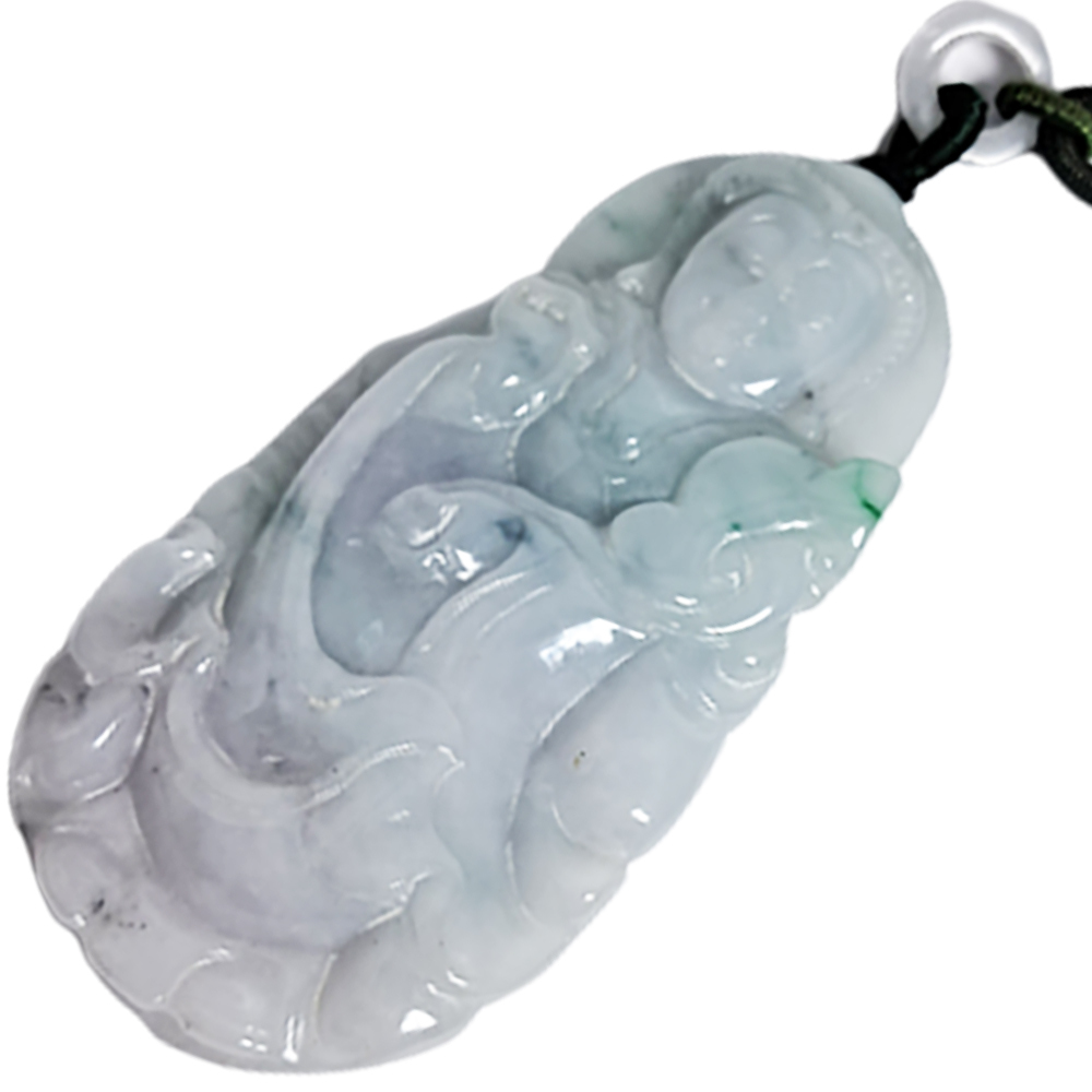 白衣觀音{天然緬甸玉A貨白底青}中國結項鍊【十方】136055