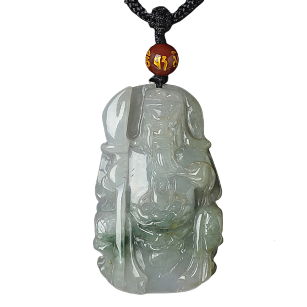 關聖帝君{緬甸玉湖青綠}中國結項鍊【十方】136165