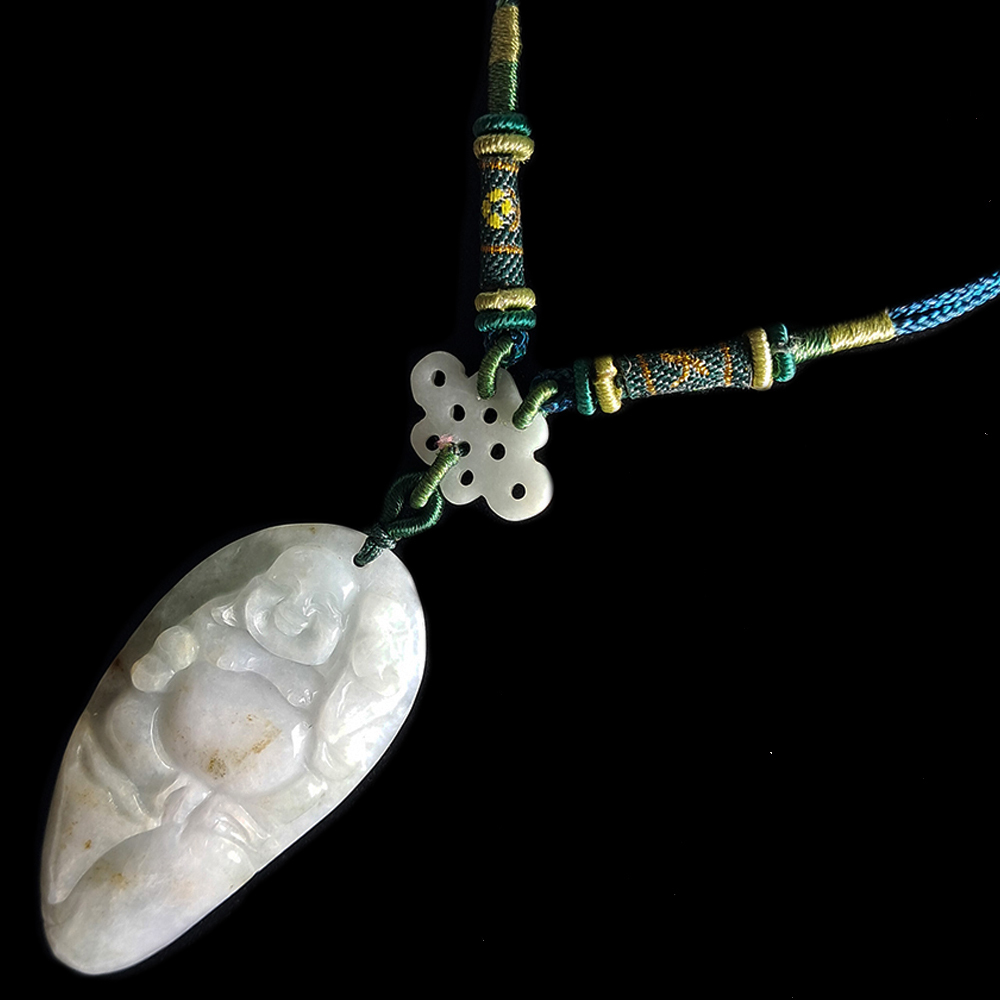 彌勒佛{湖青}玉項鍊【十方】136939