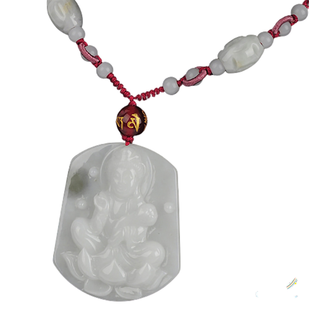 蓮花觀音玉珮中國結項鍊【十方】137062