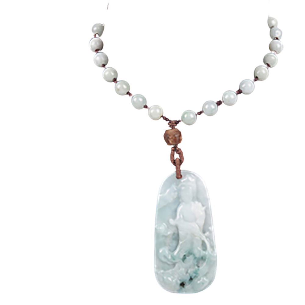 白衣觀音{白底青}玉珮 項鍊【十方】138969