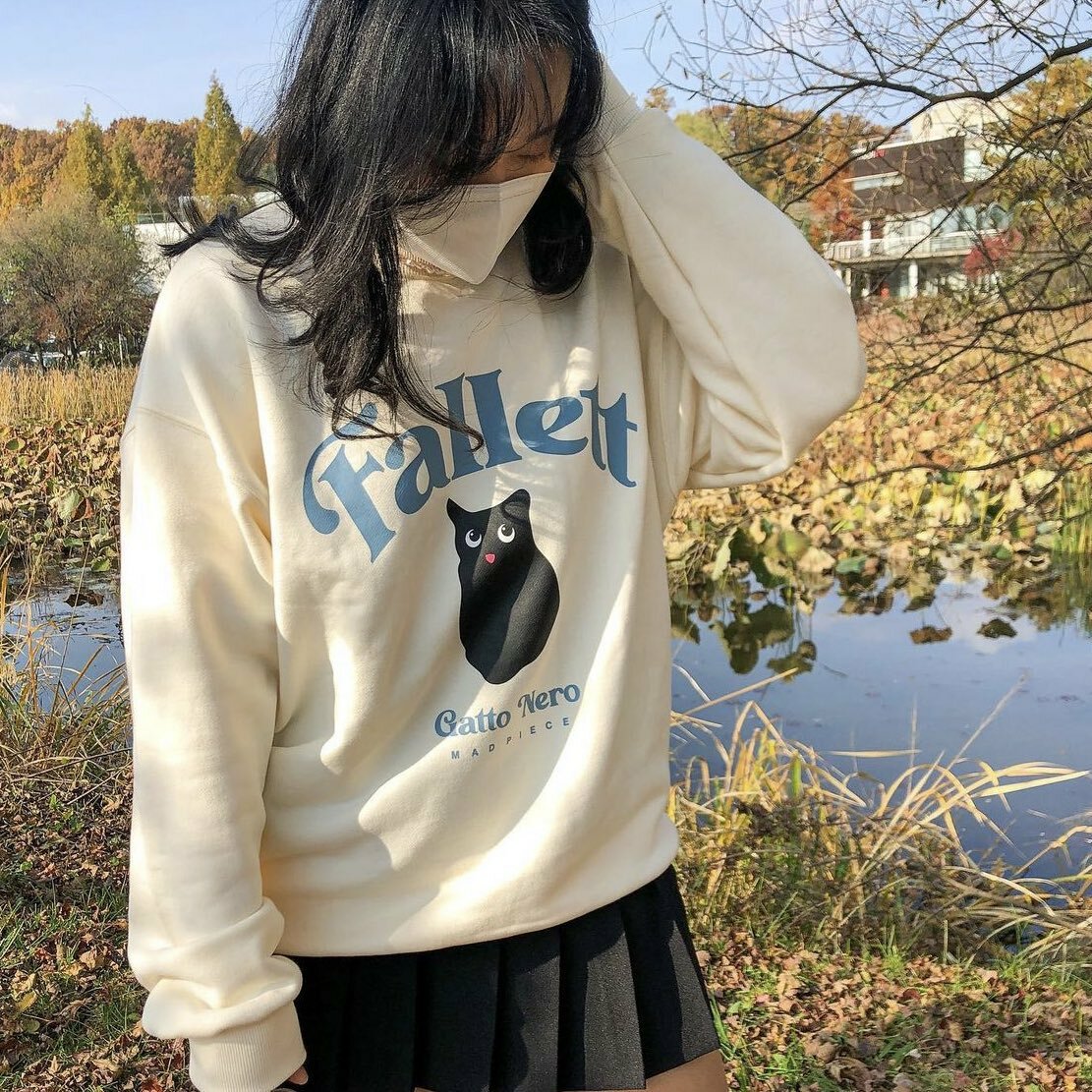 韓國代購｜FALLETT 黑貓印花 長袖衛衣 (限時勁減!)