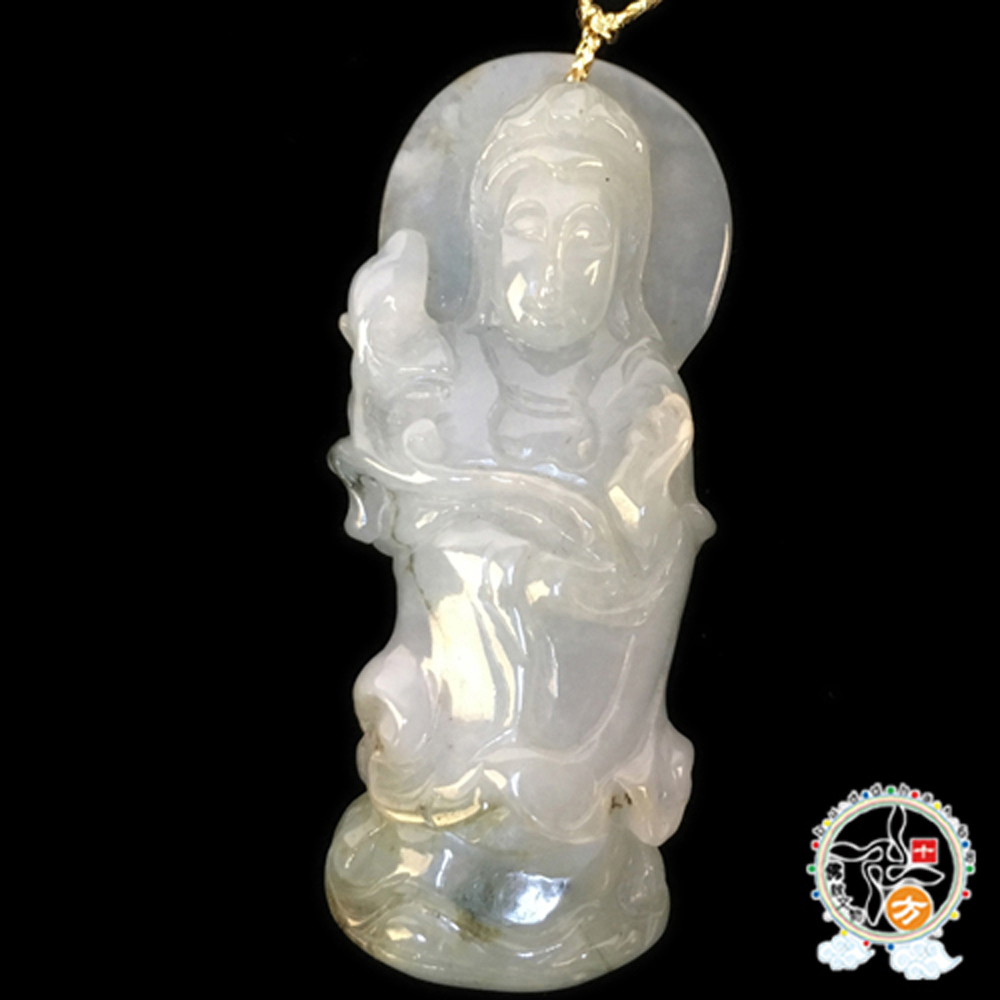 白衣觀音 湖青玉珮中國結項鍊【十方】143118