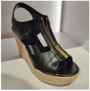 [S] MICHAEL KORS MK ROSLYN WEDGE FAUX LEATHER,BLACK, 49T0ROMS1L-BLACK [FINAL SALE] (SMK646)