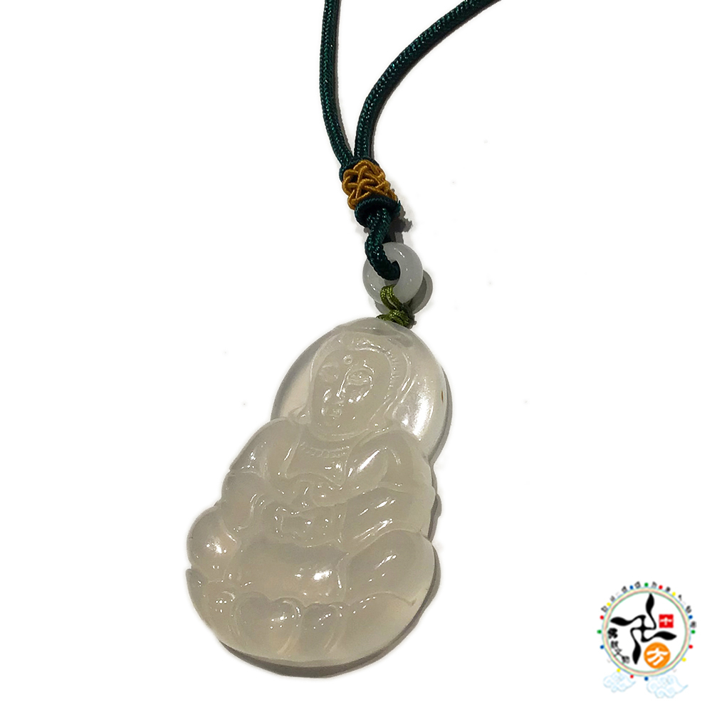 寶瓶觀音 白玉髓 綠色中國結項鍊【十方】149717