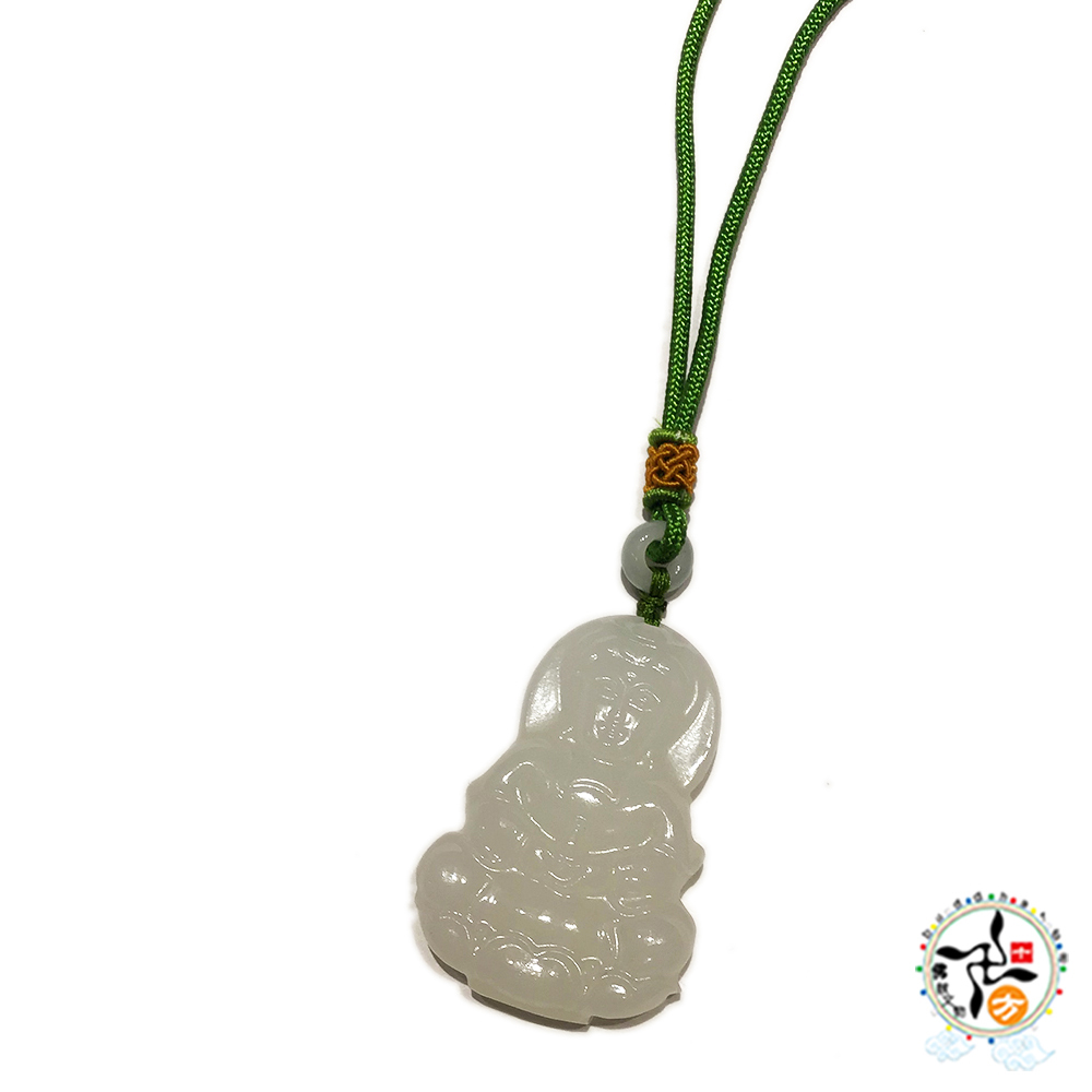 白衣觀音{白玉} 深綠色中國結項鍊【十方】149720