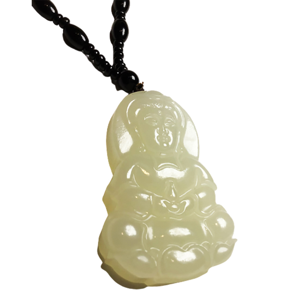 白玉寶瓶觀音黑玉髓項鍊【十方】150266