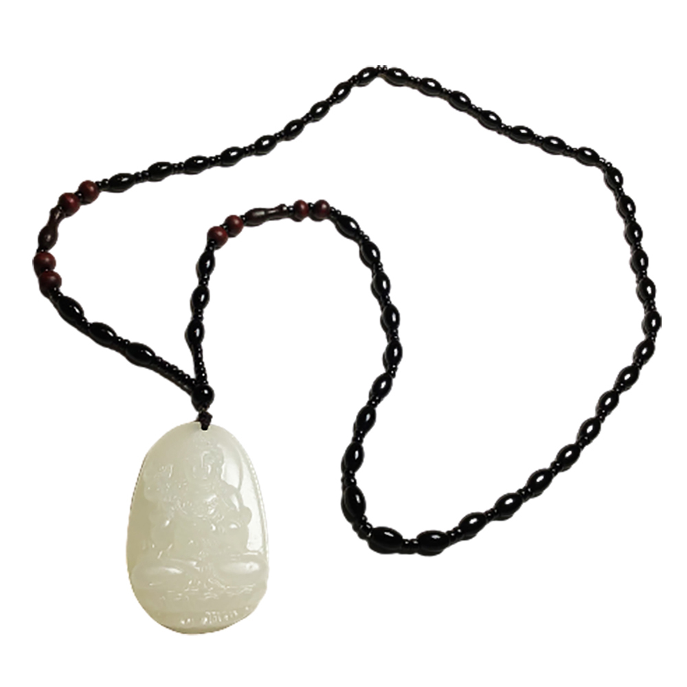 大勢至菩薩白玉+黑玉髓項鍊【十方】150267