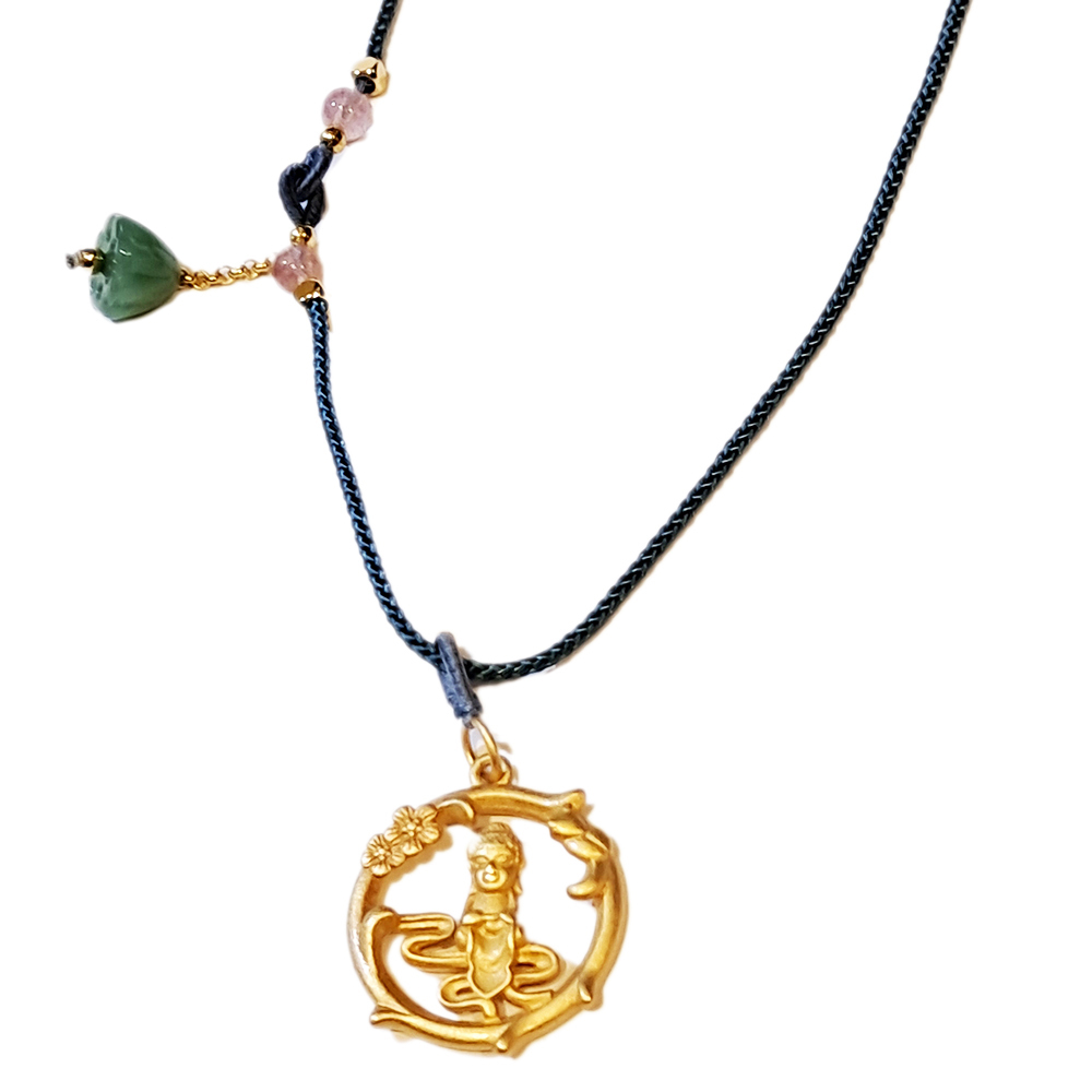 祥雲觀音 平安扣 沙金項鍊【十方】151268