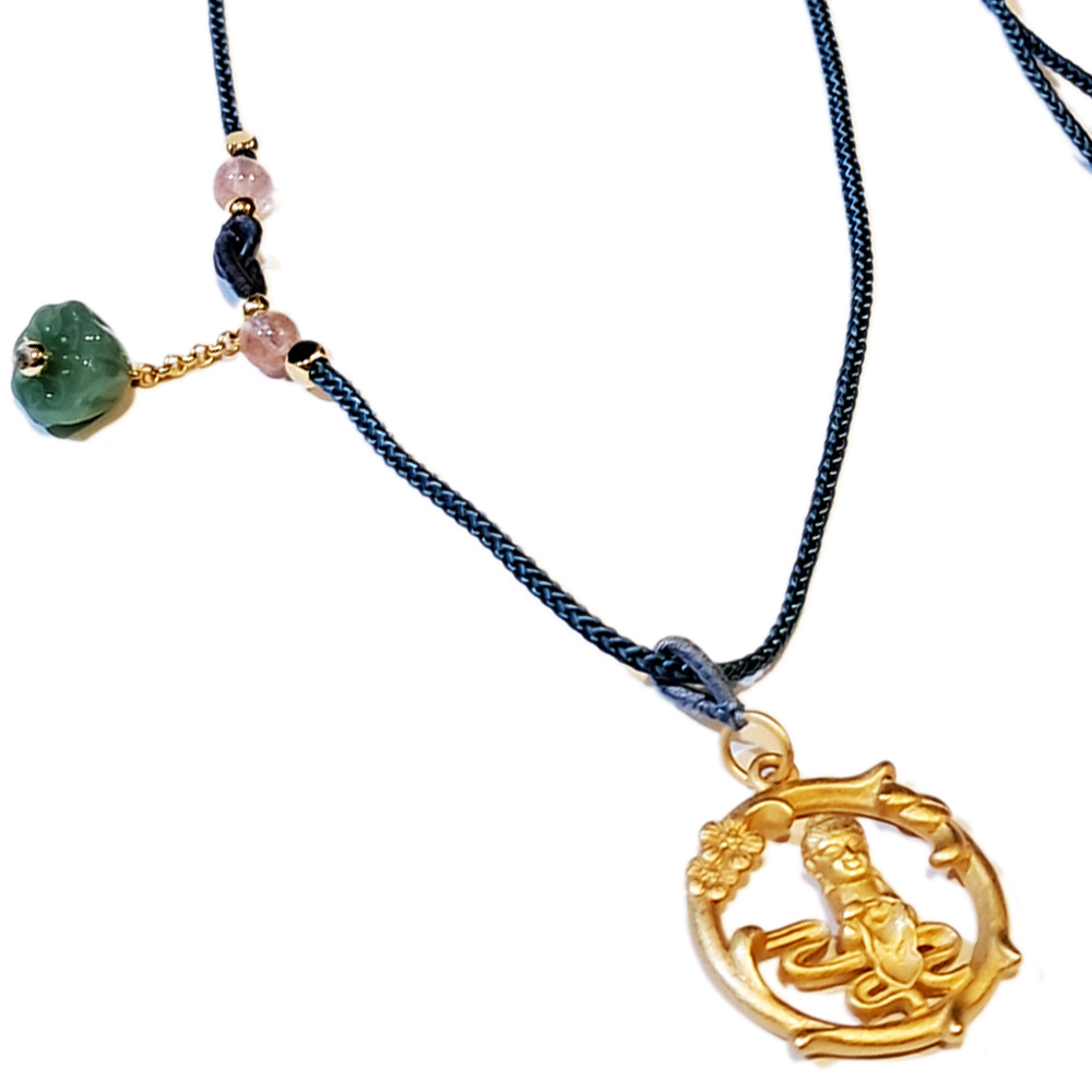 祥雲觀音 平安扣 沙金項鍊【十方】151268