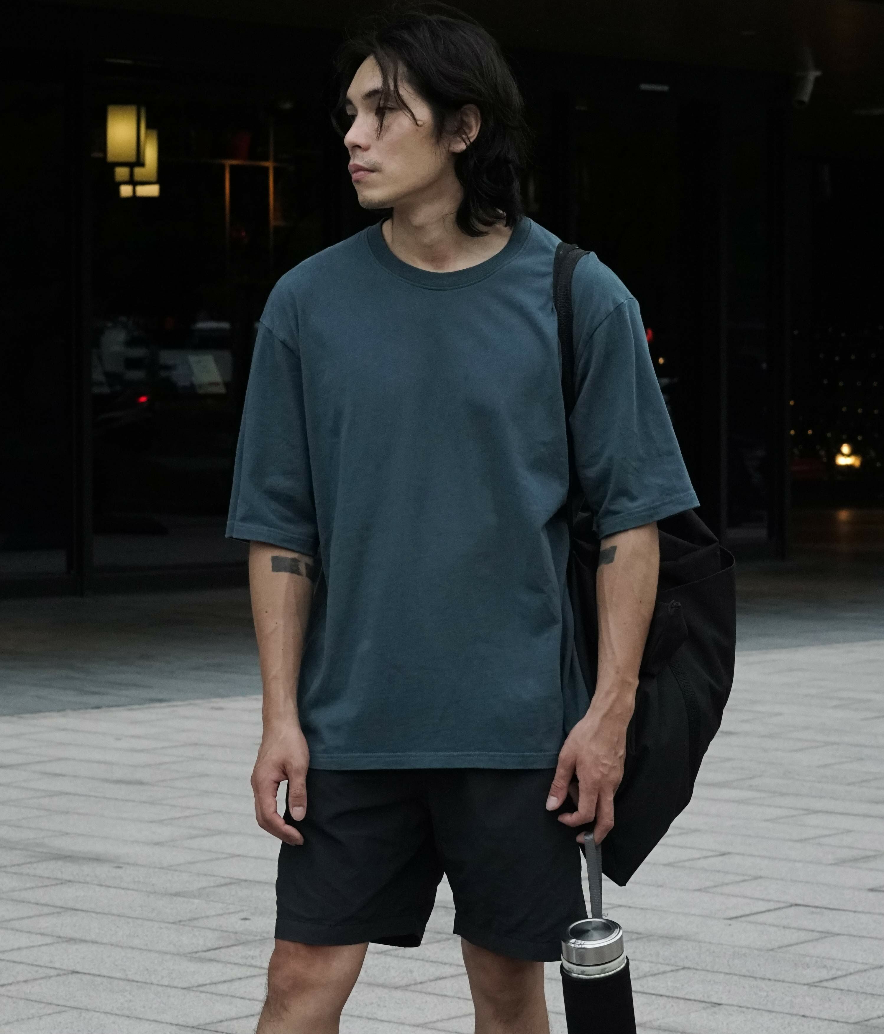 mr.maestro  Wide 落肩寬版  - 高磅數純棉素Tee 藍墨色