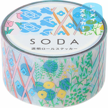 HITOTOKI SODA 花郵票 透明PET 片狀膠帶|KING JIM 日本