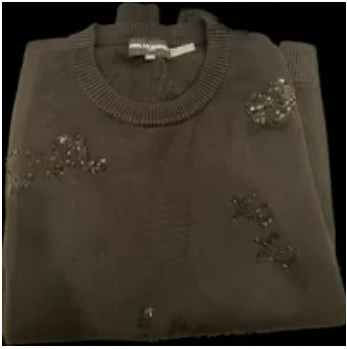 [S] KARL LAGERFELD TOSSED SPARKLE WHIMSY SWEATER,BLACK/BLACK, L3ZSS735-BBL (SKL789)