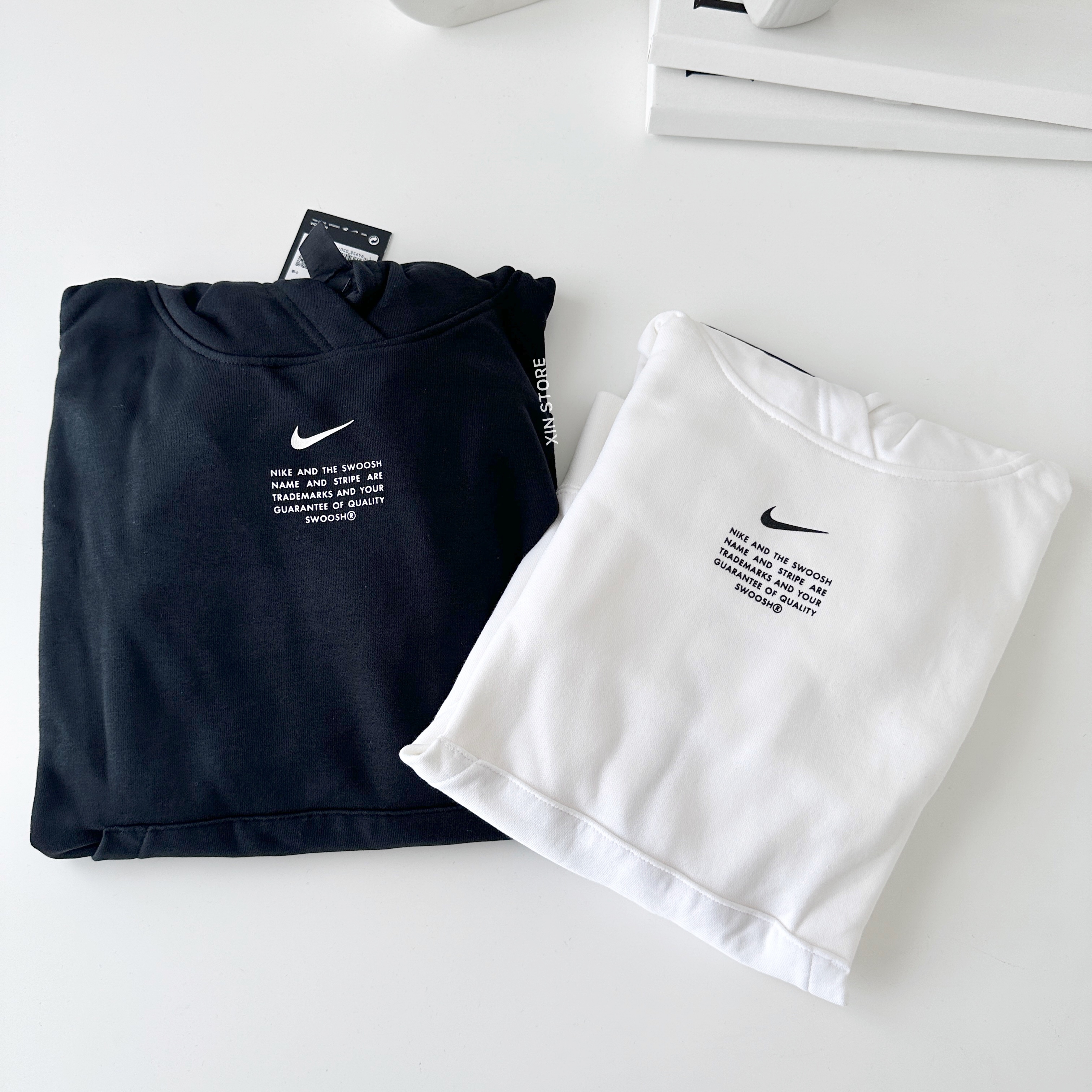 【現貨】Nike NSW Swoosh Hoodie 連帽 帽Tee 小勾 文字 黑 白 #女款