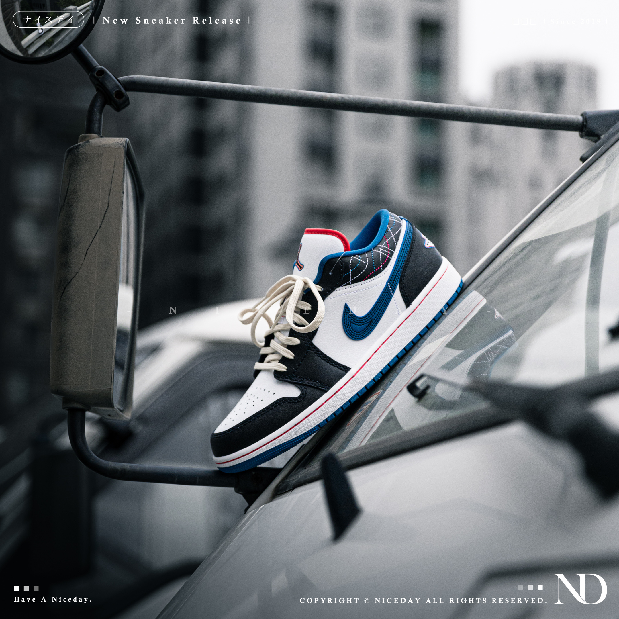 NICEDAY 代購 Air Jordan 1 Low 刺子繡黑藍 日式工藝 縫線 黑 藍 白 紅 FV3622-141