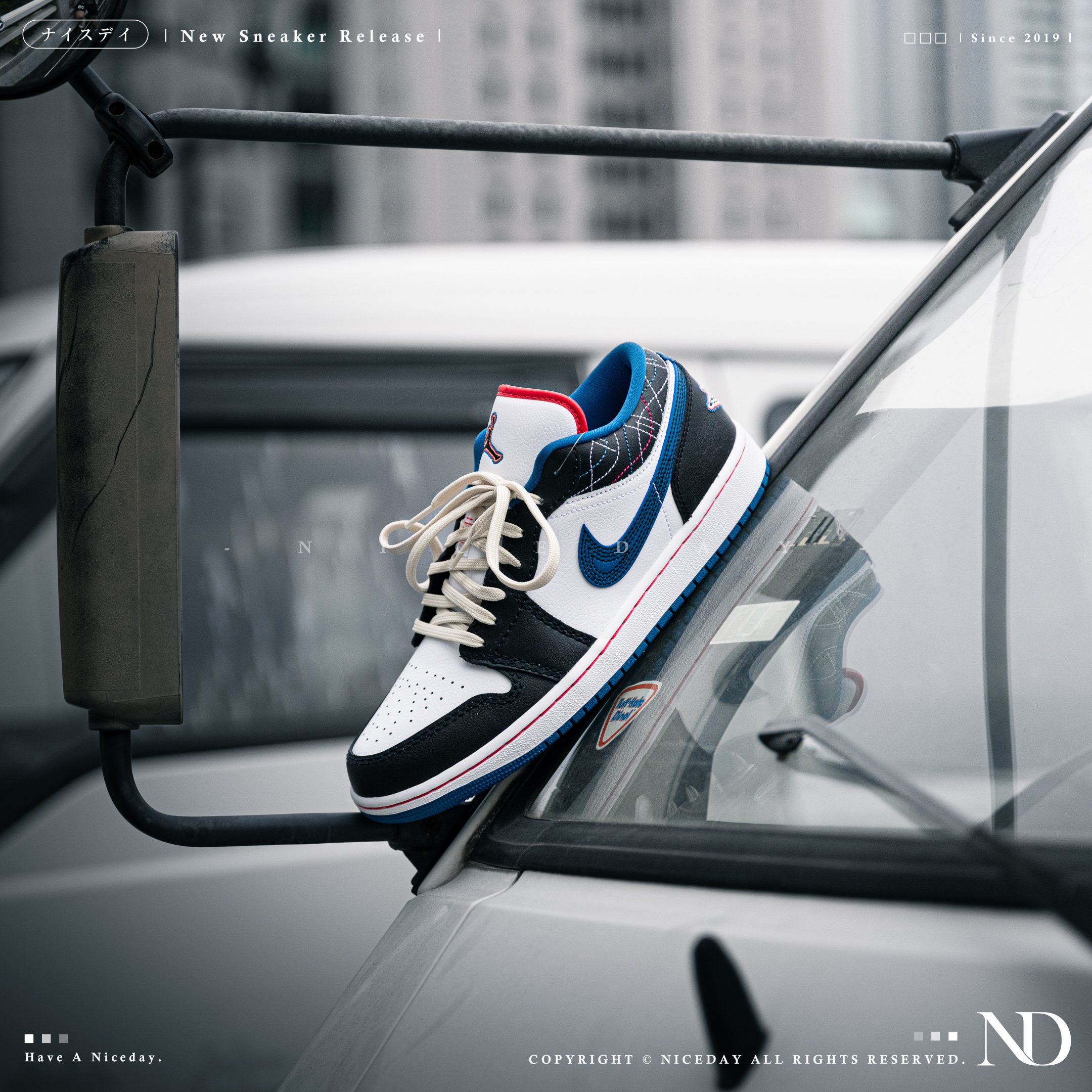 NICEDAY 代購 Air Jordan 1 Low 刺子繡黑藍 日式工藝 縫線 黑 藍 白 紅 FV3622-141