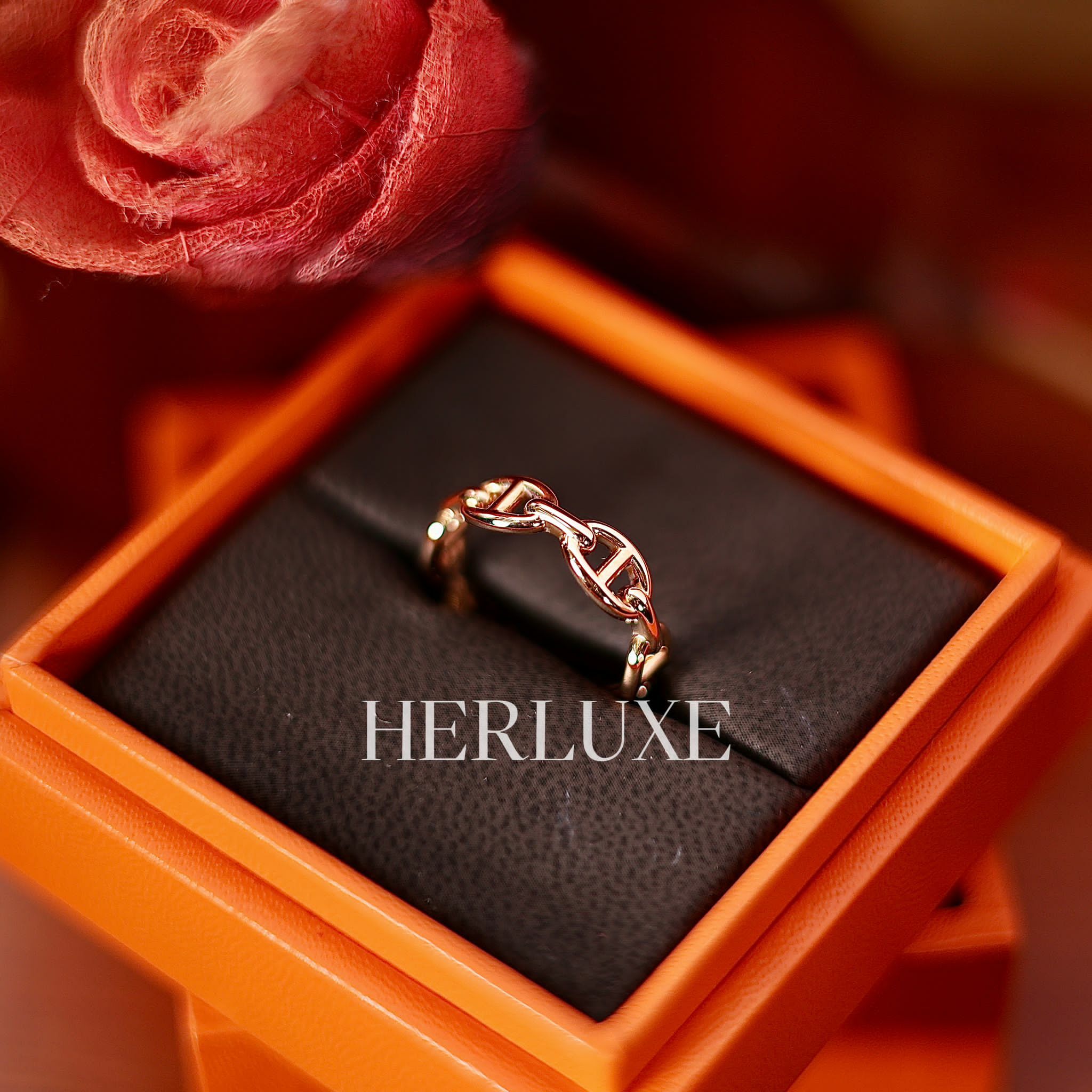 Chaine d' ancre rose gold enchainee ring (可預訂size)