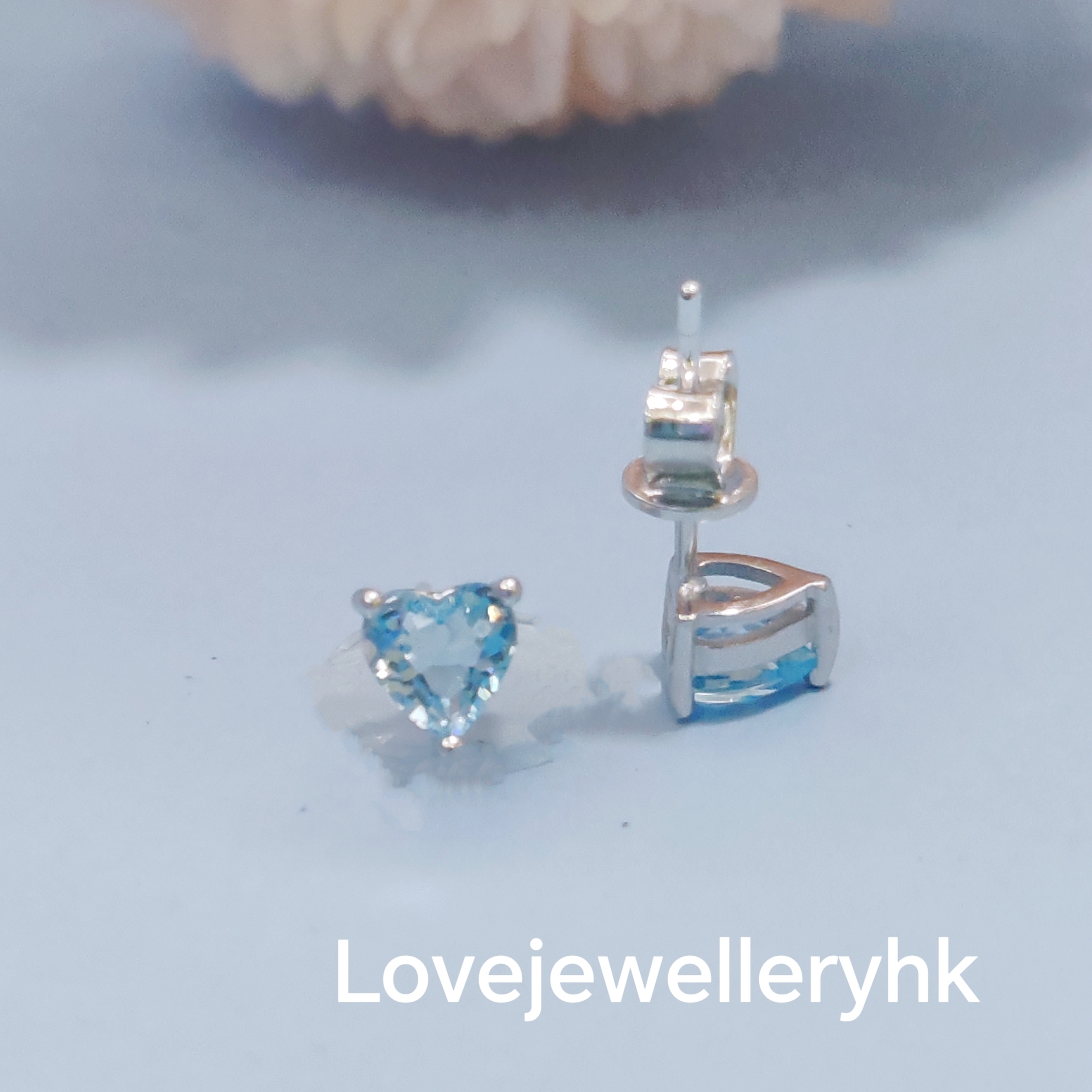 天然托柏石心型耳環       GE012