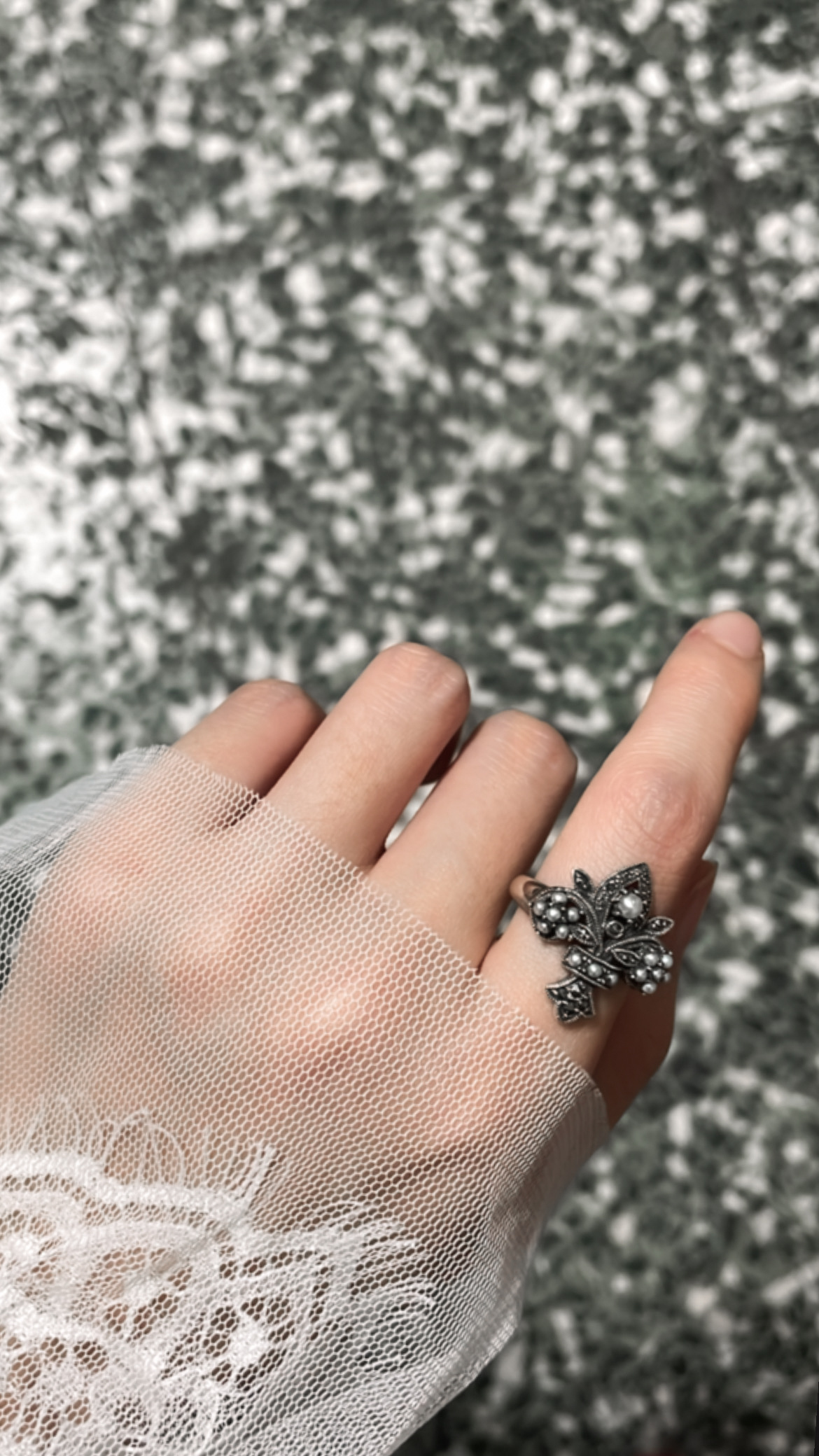 花草綻放珍珠戒指OP1801