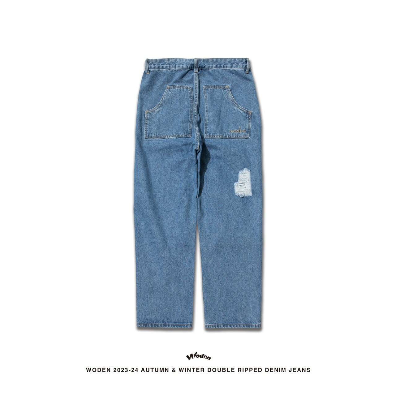 WODEN 2023-24 Autumn & Winter 009 Double Ripped Denim Jeans