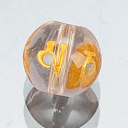 六字真言 水晶 金字 精雕圓珠【十方】115429