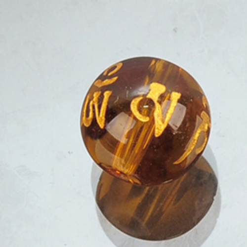 六字真言 黃晶 精雕金字10mm【十方】115477