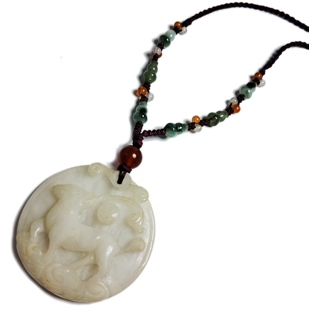 六合貴人{兔狗}白玉狗中國結項鍊【十方】123433