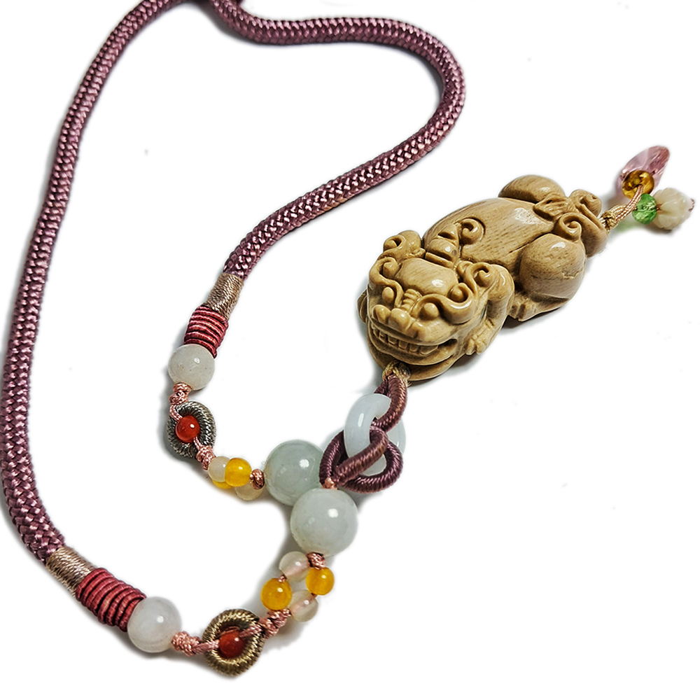 招財貔貅{木化石}中國結項鍊【十方】123160
