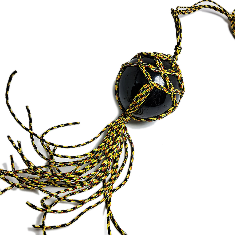 黑碧璽圓球&五色線吊飾【十方】130294