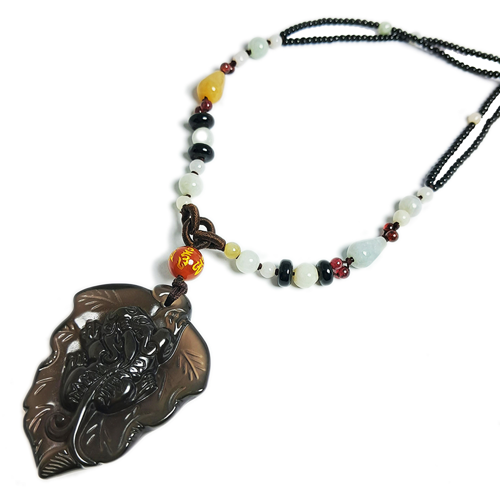 冰種黑曜岩貔貅(事業有成)項鍊【十方】133997