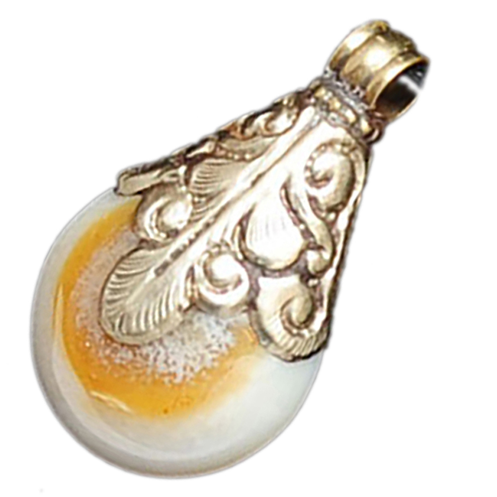 老白玉髓{藏銀}黑繩項鍊【十方】133967