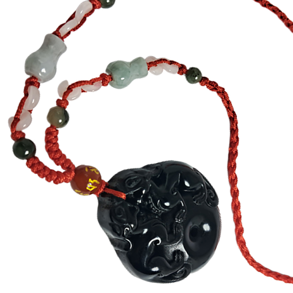 貔貅守財(黑曜岩)中國結項鍊【十方】134214