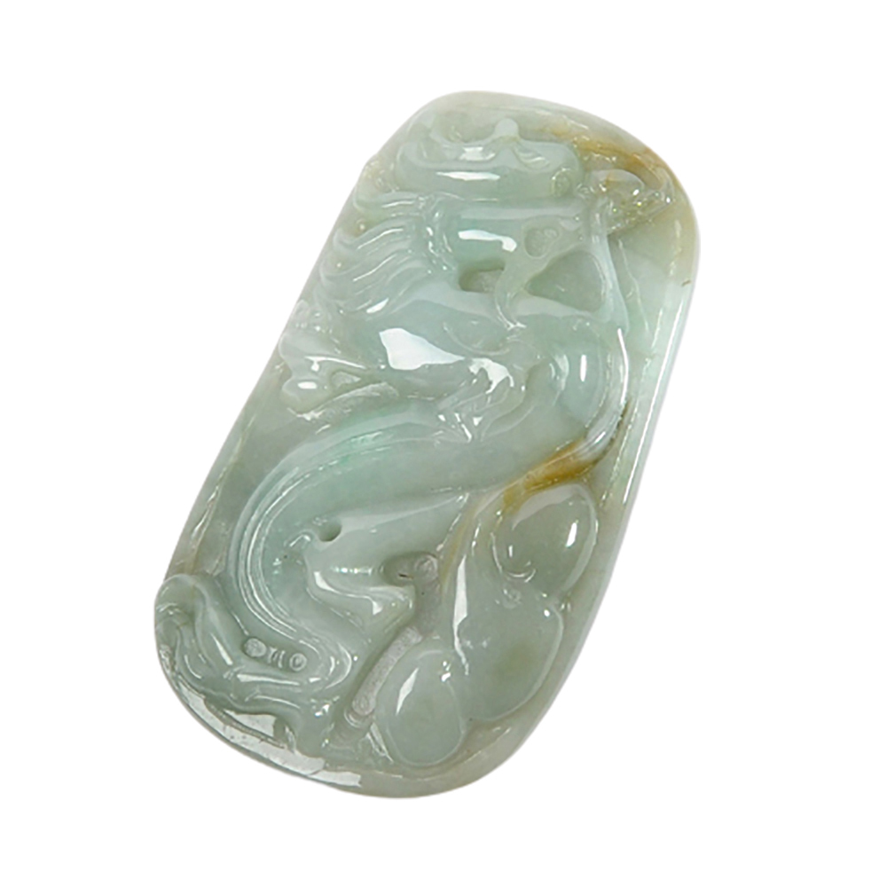 祥龍獻瑞{緬甸玉}湖青玉珮 【十方】135504