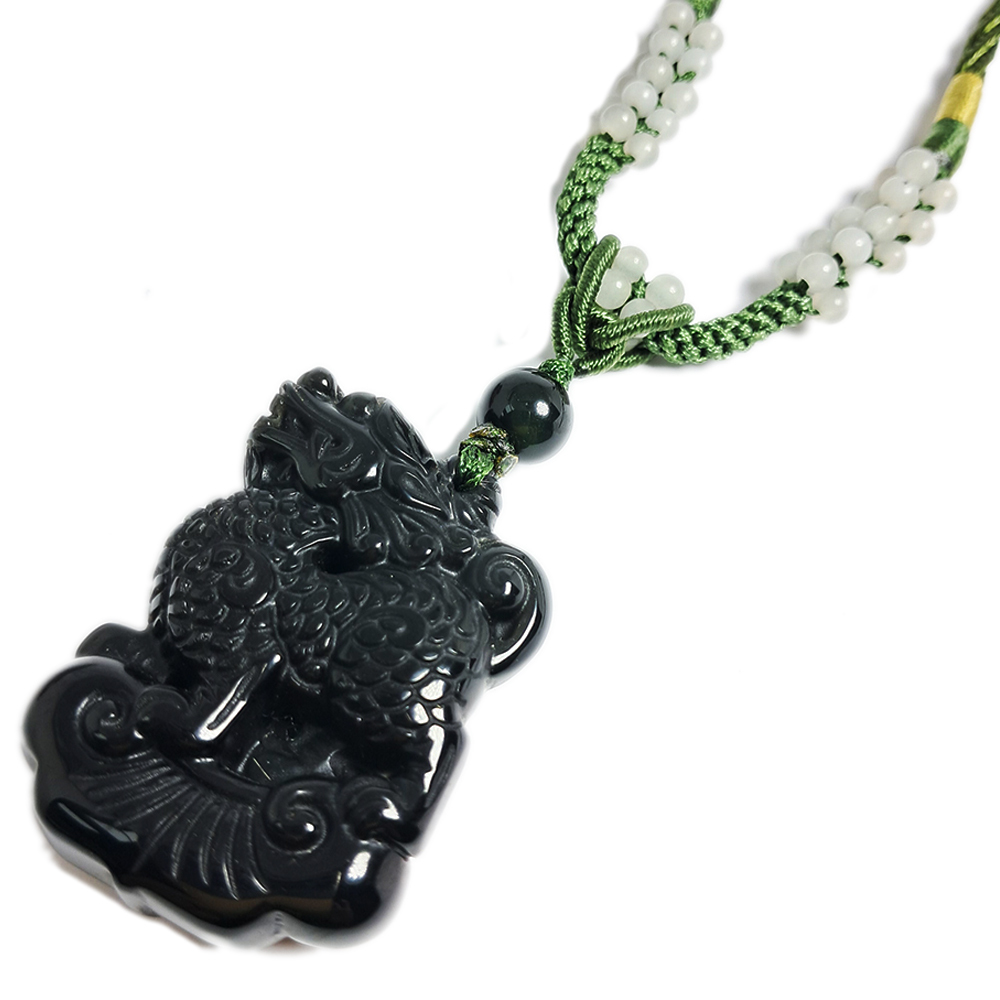 求子麒麟(彩虹黑曜岩) 中國結項鍊【十方】134686