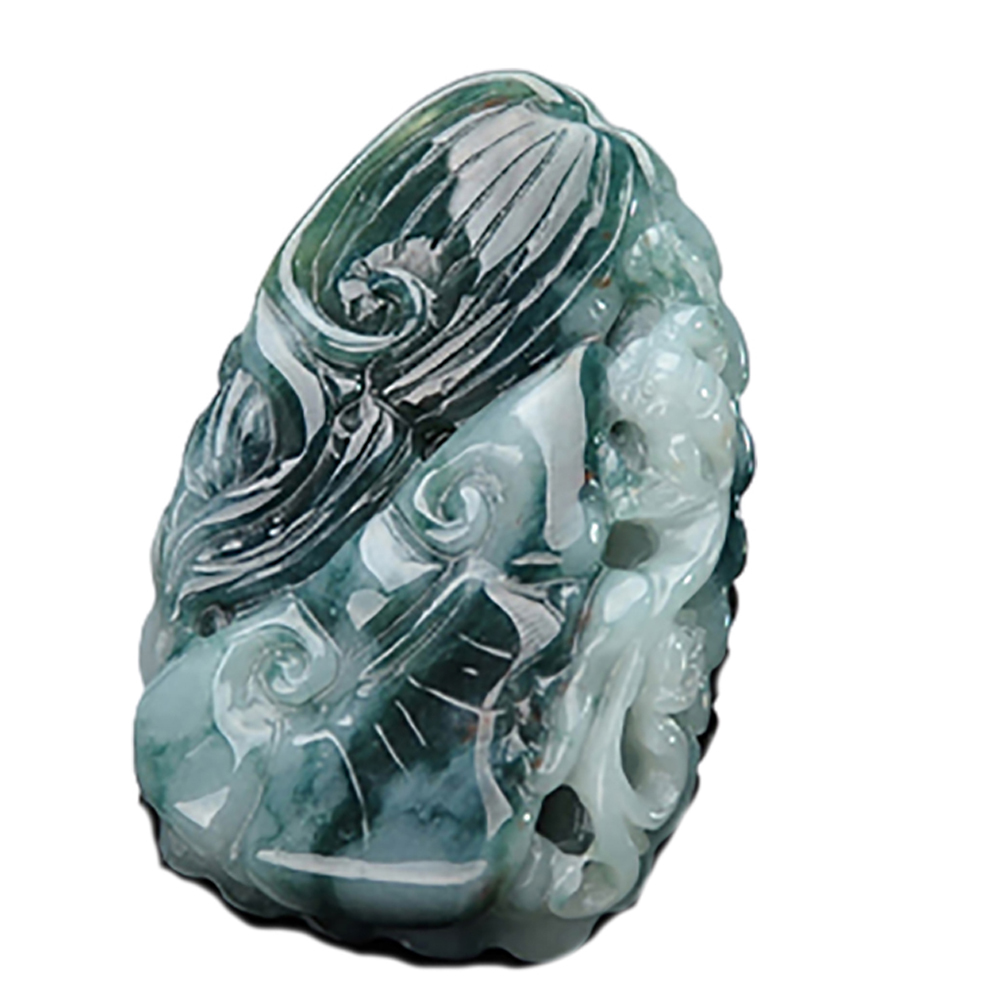 招財貔貅{緬甸飄花翠綠}中國結項鍊【十方】135626