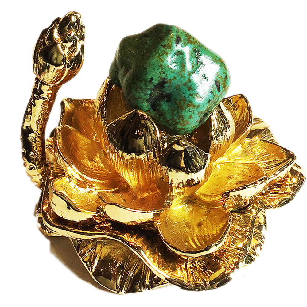 綠松石原礦 5g+金蓮座【十方】136073