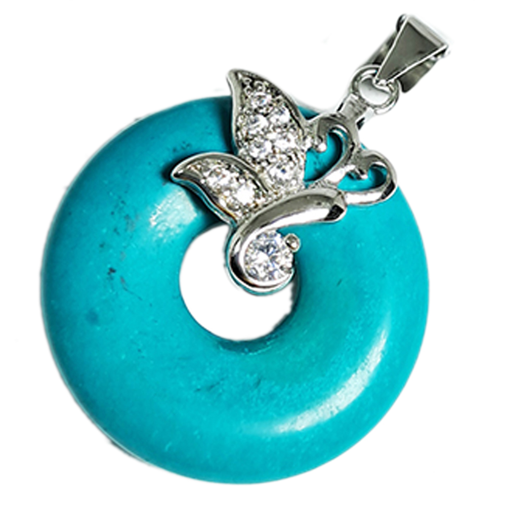 綠松石{平安扣} 2公分+黑繩項鍊【十方】136479