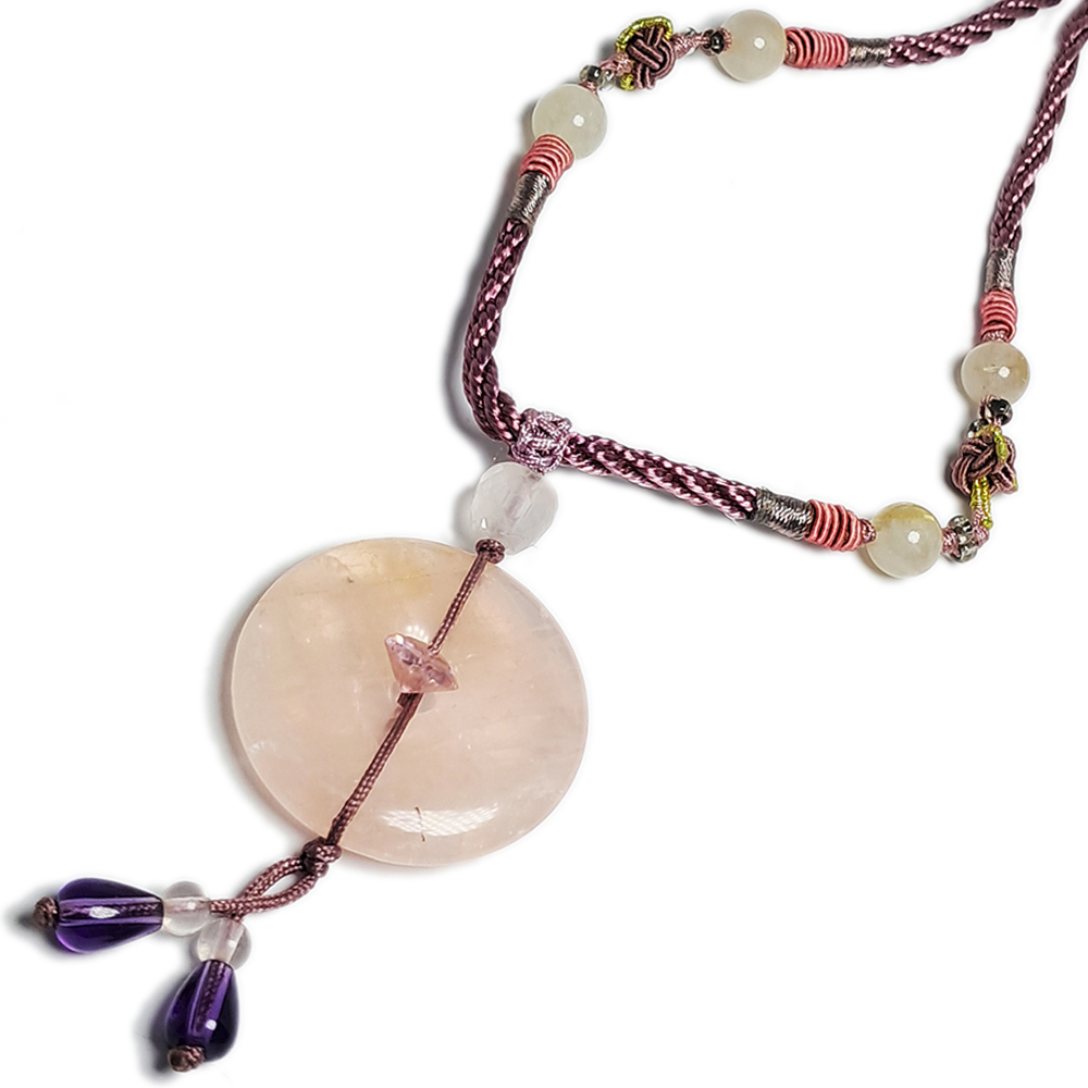 水晶鑽+同心圓{星光粉晶}項鍊【十方】137652