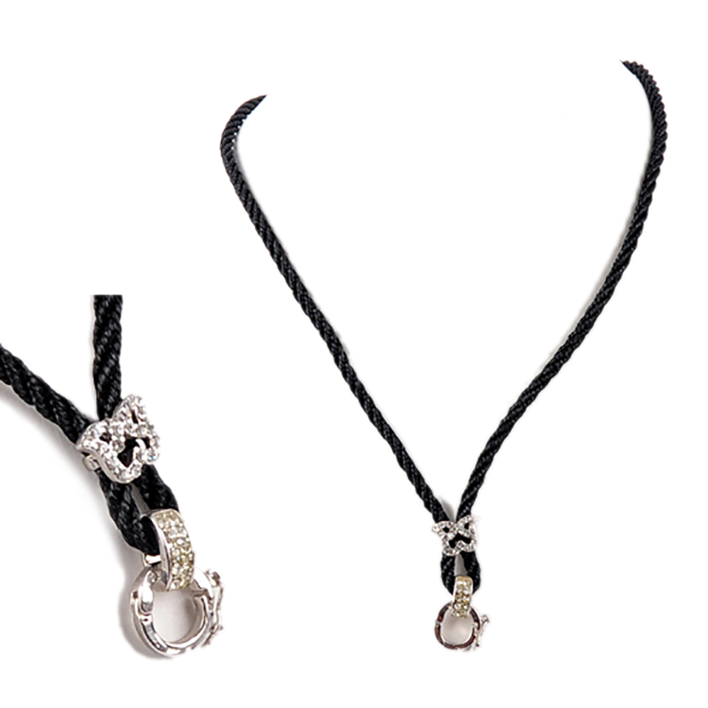 蝴蝶鑲鑽黑繩項鍊【十方】140708