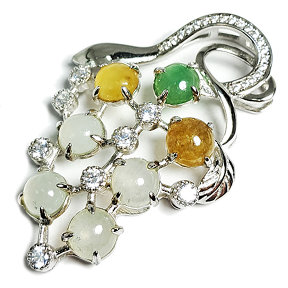 翠玉(鑲鑽)葡萄造型銀墜飾【十方】140640