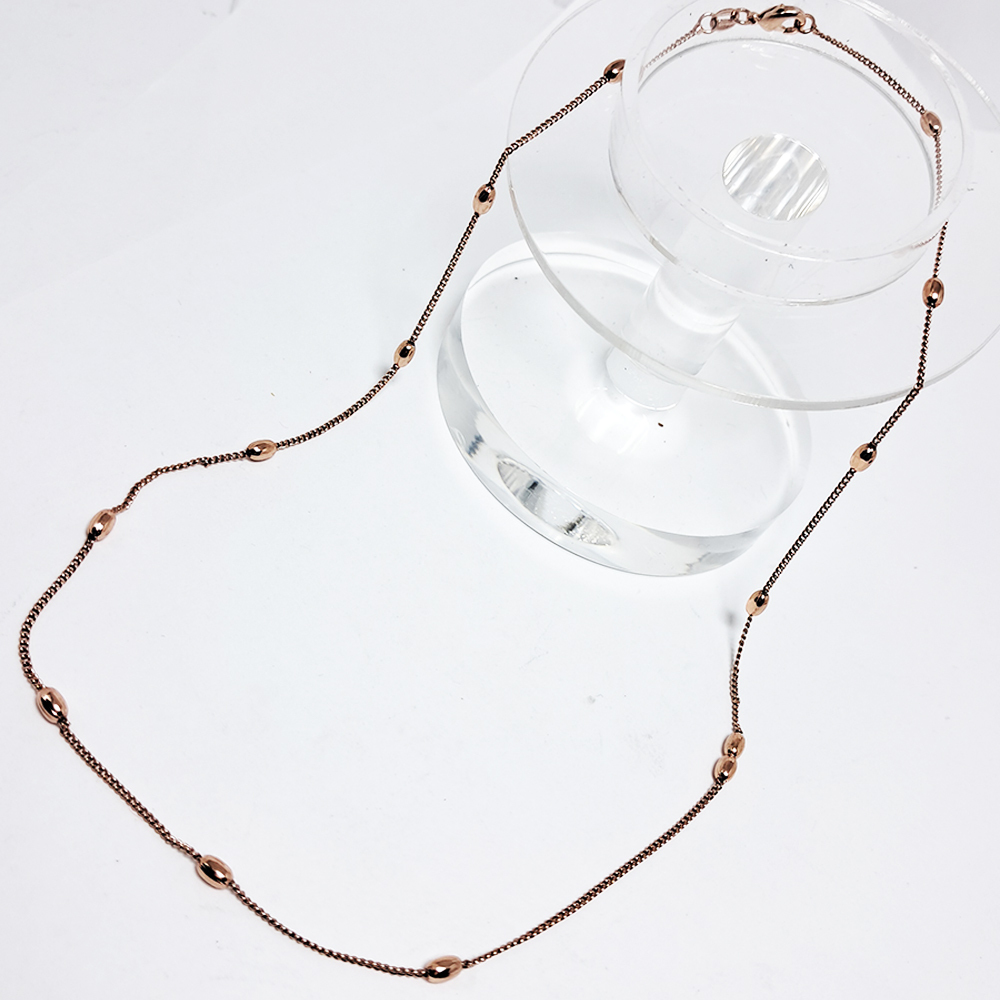 橢圓球珠玫瑰金項鍊45公分【十方】141121